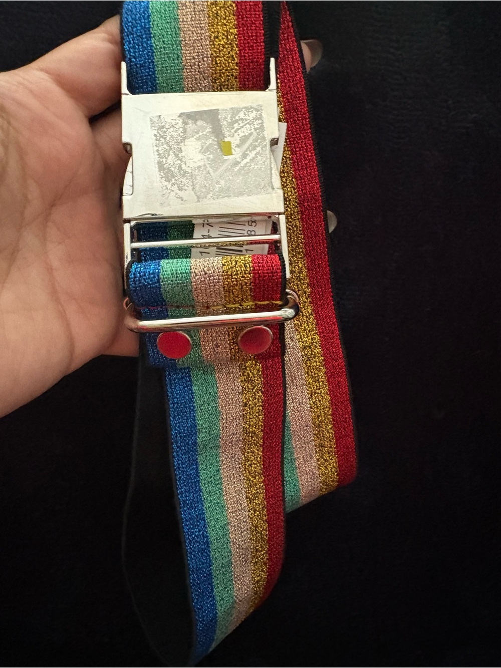 Rainbow Metallic Striped Elastic Belt